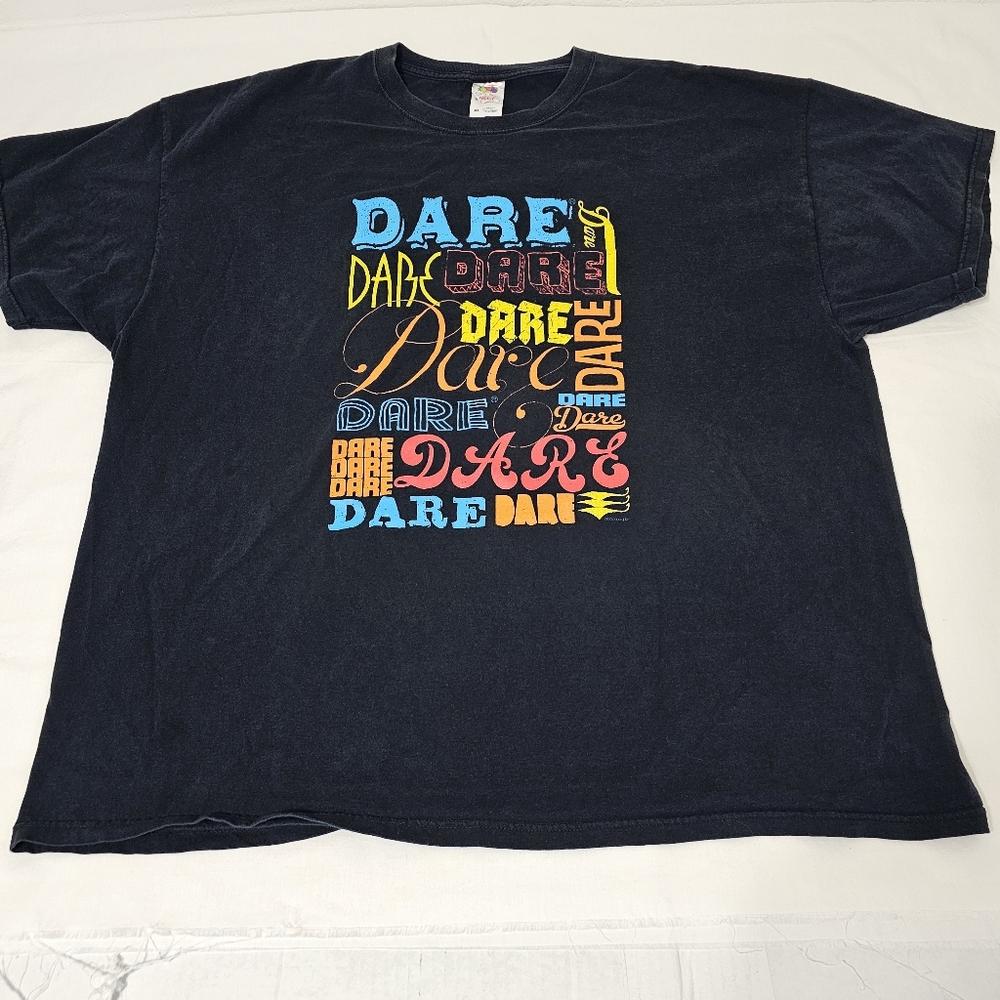 Fruit of the Loom T-shirt with Colorful DARE Print Men's 3xl Black